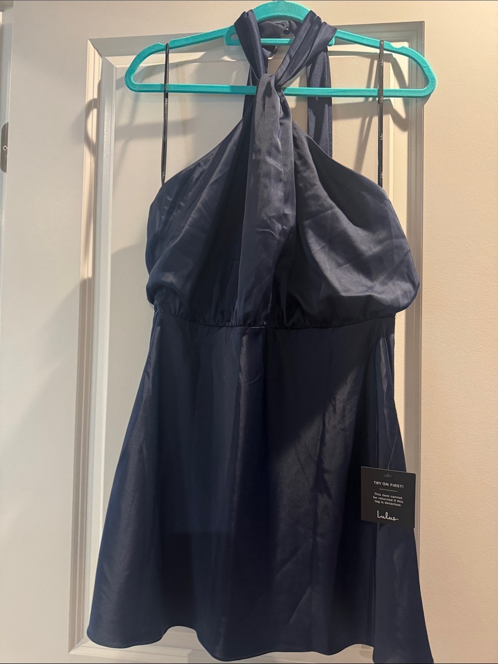 Lulu's Navy Halter Twist A-Line Dress
